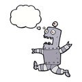 cartoon terrified robot with thought bubble Royalty Free Stock Photo