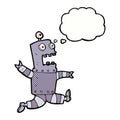 cartoon terrified robot with thought bubble