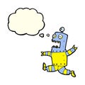 cartoon terrified robot with thought bubble Royalty Free Stock Photo