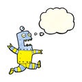 cartoon terrified robot with thought bubble Royalty Free Stock Photo