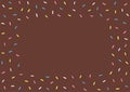 Cartoon texture of chocolate donut glazing. Rectangular colorful background for kids.