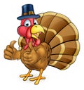 Cartoon Thanksgiving Turkey Bird in Pilgrims Hat