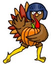 cartoon thanksgiving turkey football player