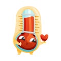 Cartoon Thermometer Character in Love Sending Red Heart Vector Illustration