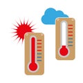 Cartoon thermometers sign. Cartoon thermometers. Different weather. Icon for medical design. Vector illustration. Royalty Free Stock Photo