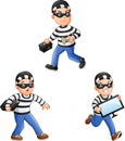 Cartoon thief in a collection of different actions Royalty Free Stock Photo