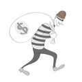 Cartoon thief with money bag Royalty Free Stock Photo