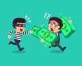 Cartoon a thief stealing money from businessman Royalty Free Stock Photo