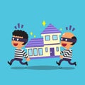 Cartoon thieves stealing a house