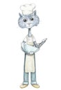 Cartoon thin cat cooks food