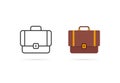 cartoon and thin line suitcase two icon