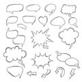 Cartoon thought bubble set. comic empty talk and speech balloons or clouds for fun discussion message vector symbols