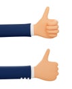 Cartoon Thumb up hand gesture. Like sign male hand Royalty Free Stock Photo