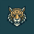 Tiger Head Logo Design In Aggressive Digital Illustration Style Royalty Free Stock Photo