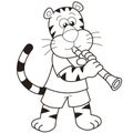 Cartoon Tiger Playing a Clarinet