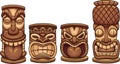 Cartoon Tiki totems of different sizes Royalty Free Stock Photo