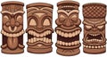 Cartoon Tiki Totems. Vector illustration with simple gradients.