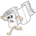 Cartoon tissue running scared doodle kawaii. doodle icon image Royalty Free Stock Photo
