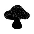Cartoon toadstool silhouette isolated on white background