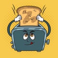 cartoon toaster inserts bread itself raster
