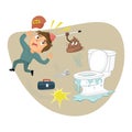 Cartoon Toilet is Clogged With Poop