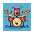 Cartoon Tom Tom Drum Stack with Smiling Faces Royalty Free Stock Photo