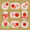 Cartoon Tomato Badges or Labels Set. Vector Royalty Free Stock Photo