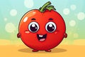 a cartoon tomato with eyes and a smile on its face. generative ai Royalty Free Stock Photo