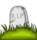 Cartoon tombstone on the grass