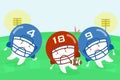 Cartoon tooth american football players