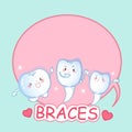 Cartoon tooth with braces Royalty Free Stock Photo