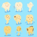 Cartoon tooth decay feel unhappy