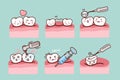 Cartoon tooth with dental equipment