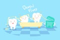 Cartoon tooth with dental floss