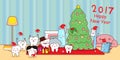 Cartoon tooth family celebrate Christmas Royalty Free Stock Photo