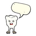 cartoon tooth looking afraid with speech bubble