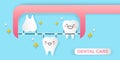 Cartoon tooth playing dental floss