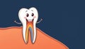 Cartoon tooth is smiling and has a rainbow inside of it Royalty Free Stock Photo