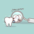 Cartoon tooth take a picture