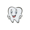 Cartoon tooth thumb up, banner for pediatric dentistry