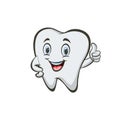 Cartoon tooth thumb up, banner for pediatric dentistry