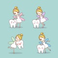 Cartoon Tooth With Tooth Fairy
