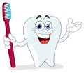 Cartoon tooth with toothbrush