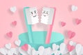 Cartoon toothbrush kiss toghter