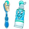 Cartoon toothbrush and toothpaste