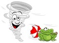 Cartoon tornado with frog