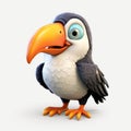 Cute 3d Toucan Cartoon Character With Big Beak And Wings