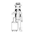 Cartoon tourist with beach hat