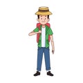 Cartoon tourist with beach hat design