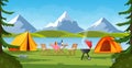 Cartoon tourist camp Royalty Free Stock Photo